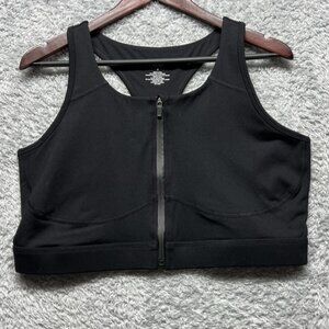 Torrid Sports Bra 2x Black Front Zip Wireless Supportive Comfort Stretch Acitve